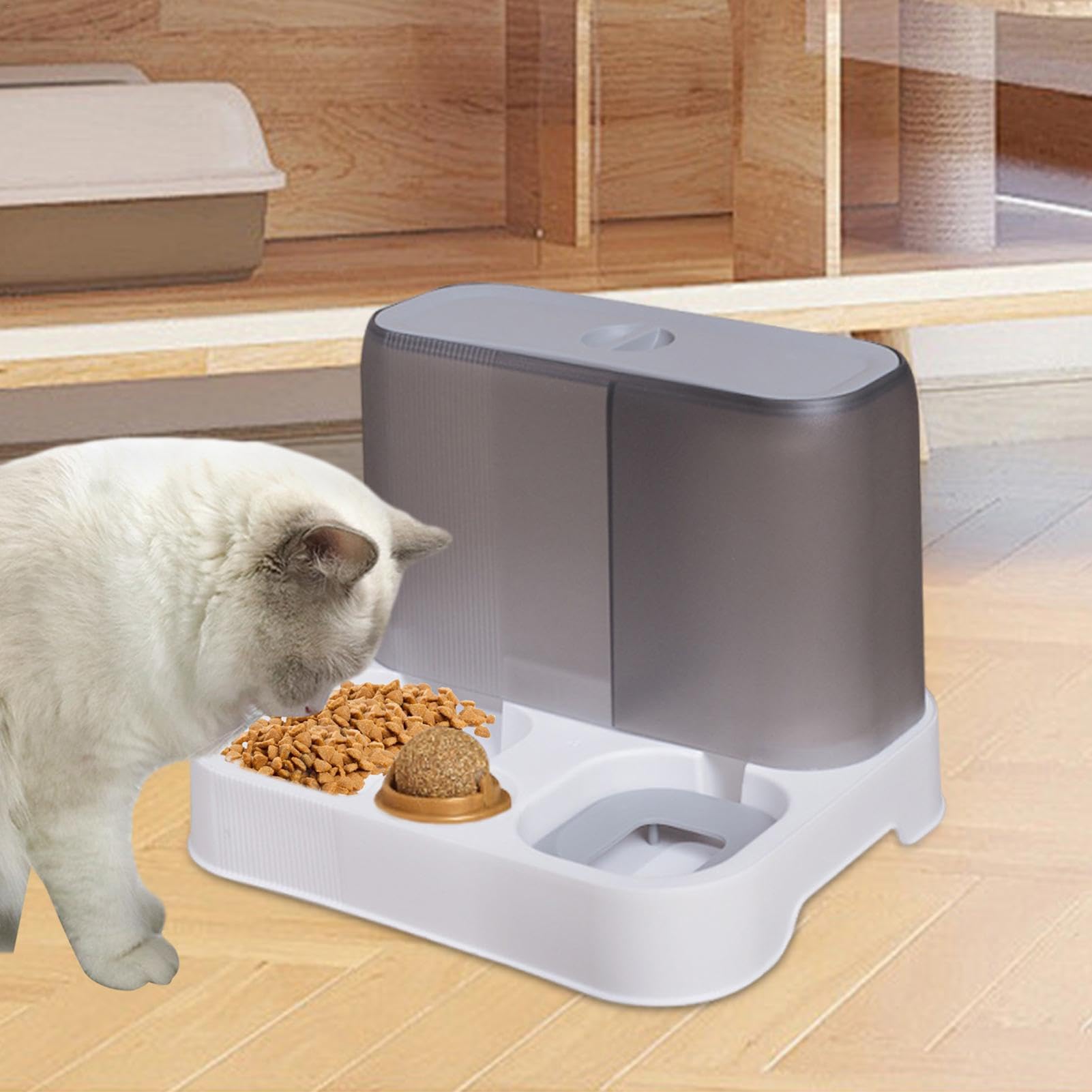 Distributore Automatico Cibo E Acqua Gatti Nuovo Distributore Automatico Di Cibo E Acqua For Gatti, Ciotola Come Funziona - 3