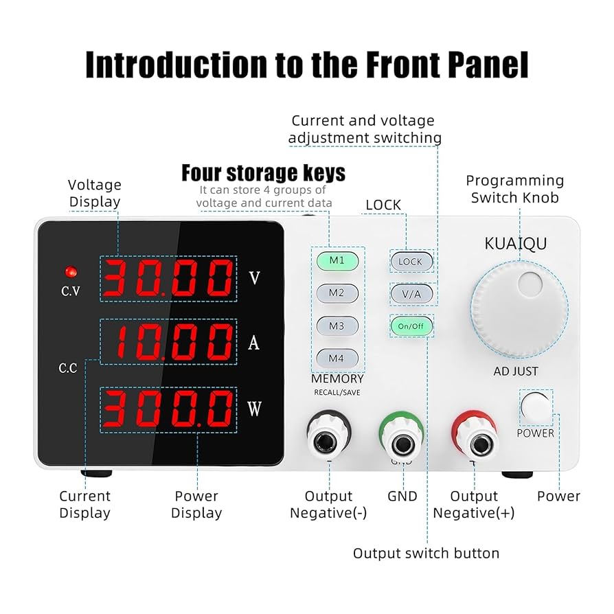 DC Power Supply, Lab Programmable Power Supply 30V 10A 60V