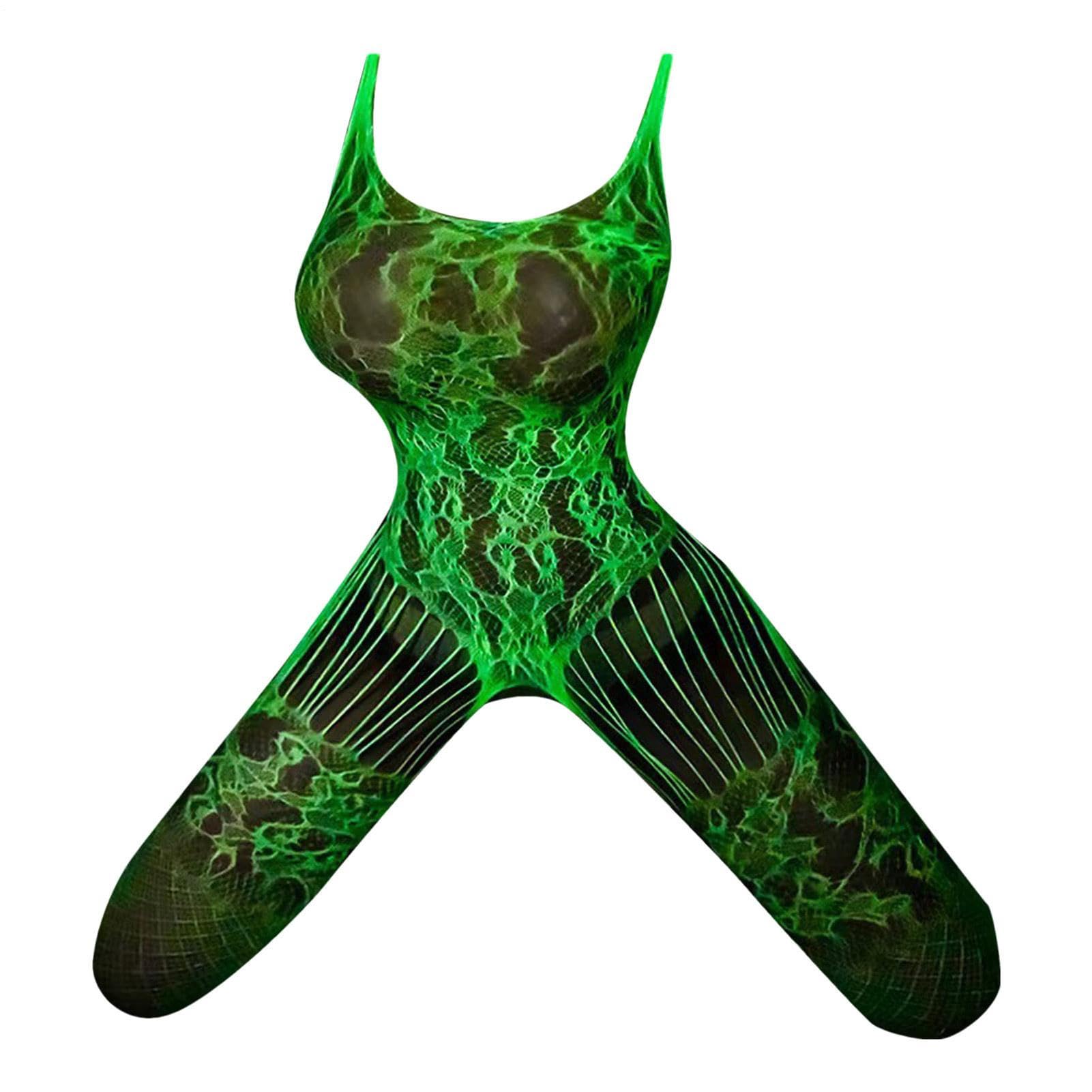 Glowing The Dark Mesh Stockings - Women's Fishnet Tights | High Waisted Stretchy See-Through Lingerie Hosiery for Teens, Stylish Club Outfit Layer, Party Dancewear Costume Accessory for Nightlife