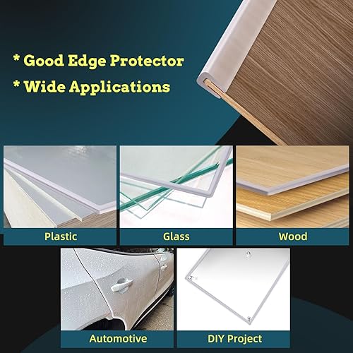 Miniatura 7 de Borde de goma transparente autoadhesivo de 20 pies, borde de vinilo con borde de canal en U, protector de borde flexible para chapa metálica,