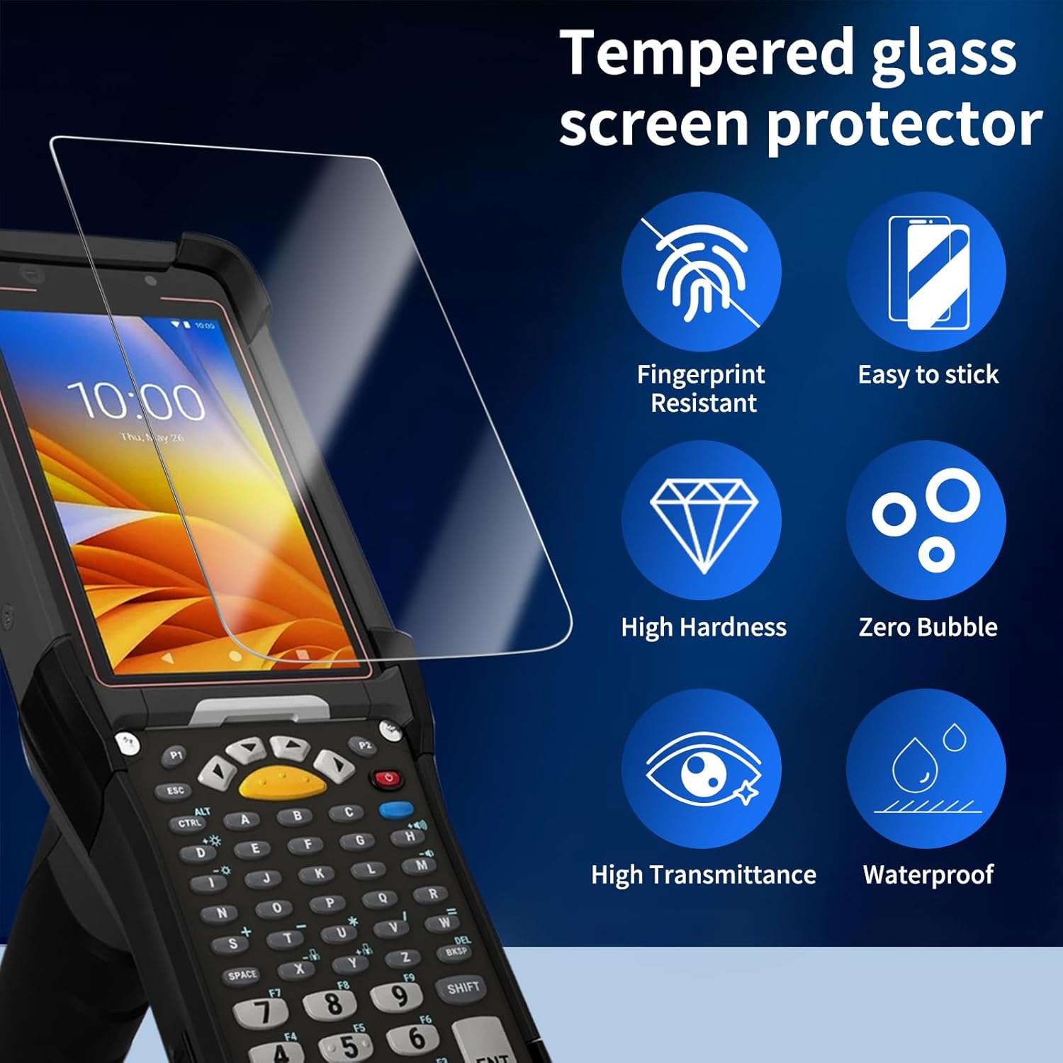 4PCS Tempered Glass Screen Protector for Symbol Zebra MC9300 MC930B-G Handheld Barcode Scanner Mobile Computer Glass Protectors 9H Scratch-Resistant HD Protective MC9300 Screen Protector