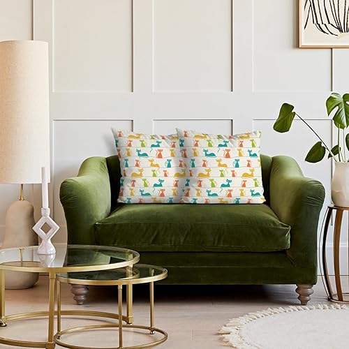 Miniatura 3 de Juego de 2 fundas de almohada de gatos modernos de mediados de siglo de 18 x 18 pulgadas, fundas de almohada decorativas retro para sofá,