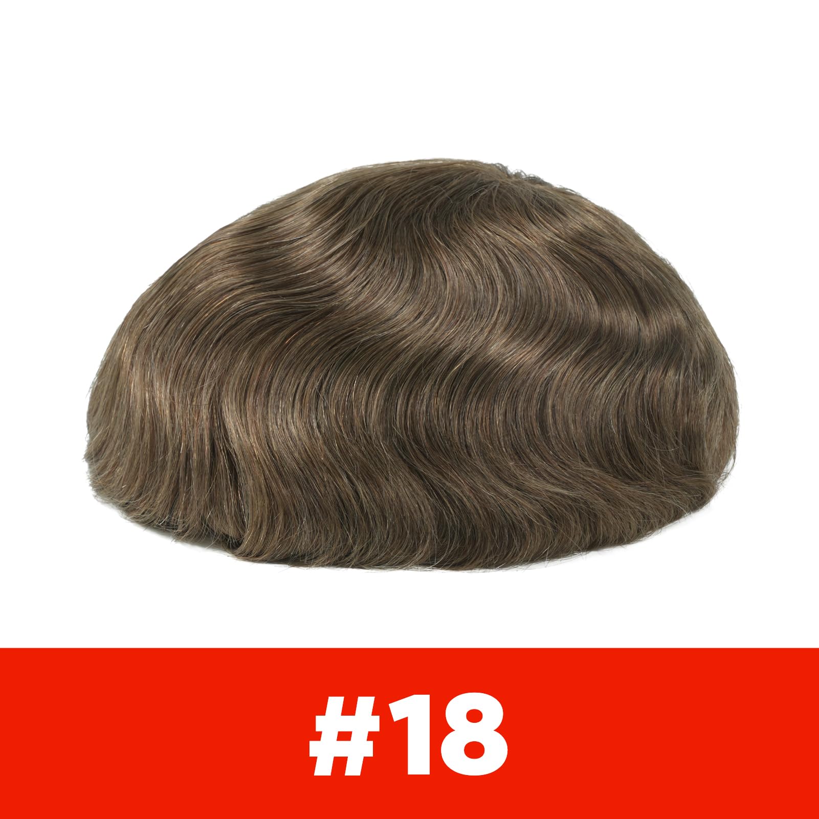 Lordhair Toupee for Men with 100% European human hair 8x10 inch Hairpiece for Men 0.03mm Ultra Thin Skin Hairsystem All V-looped Mens Toupee Brown #18) - Image 2