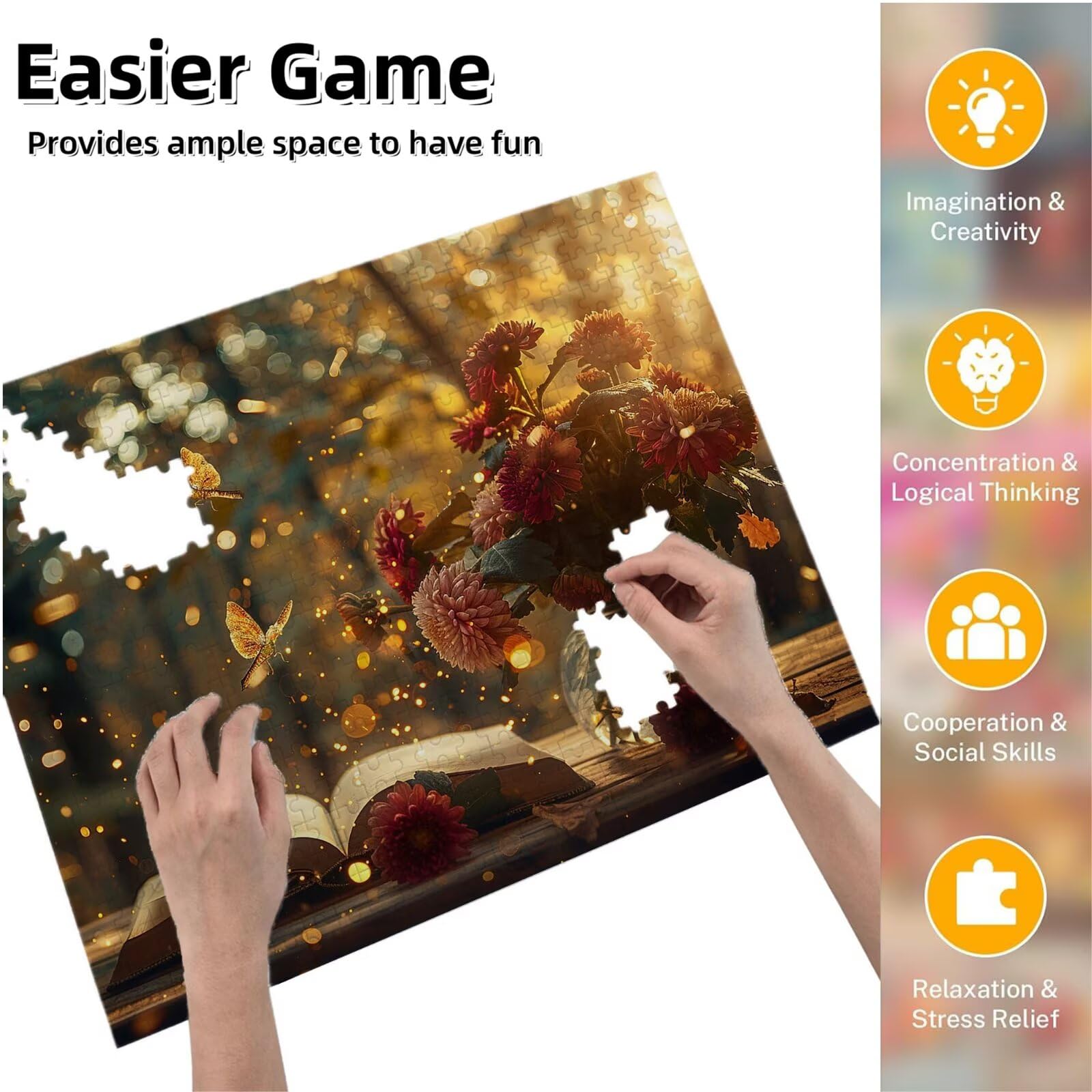 Jigsaw Puzzle, 4000 Pezzi Puzzle Classici, Fiore Puzzle Rilassamento Intelligence, Mpossibile Difficile Puzzles impegnativo per adulti Puzzles per Gioco Familiare, Regalo per Amore Amico Libro K0F-202