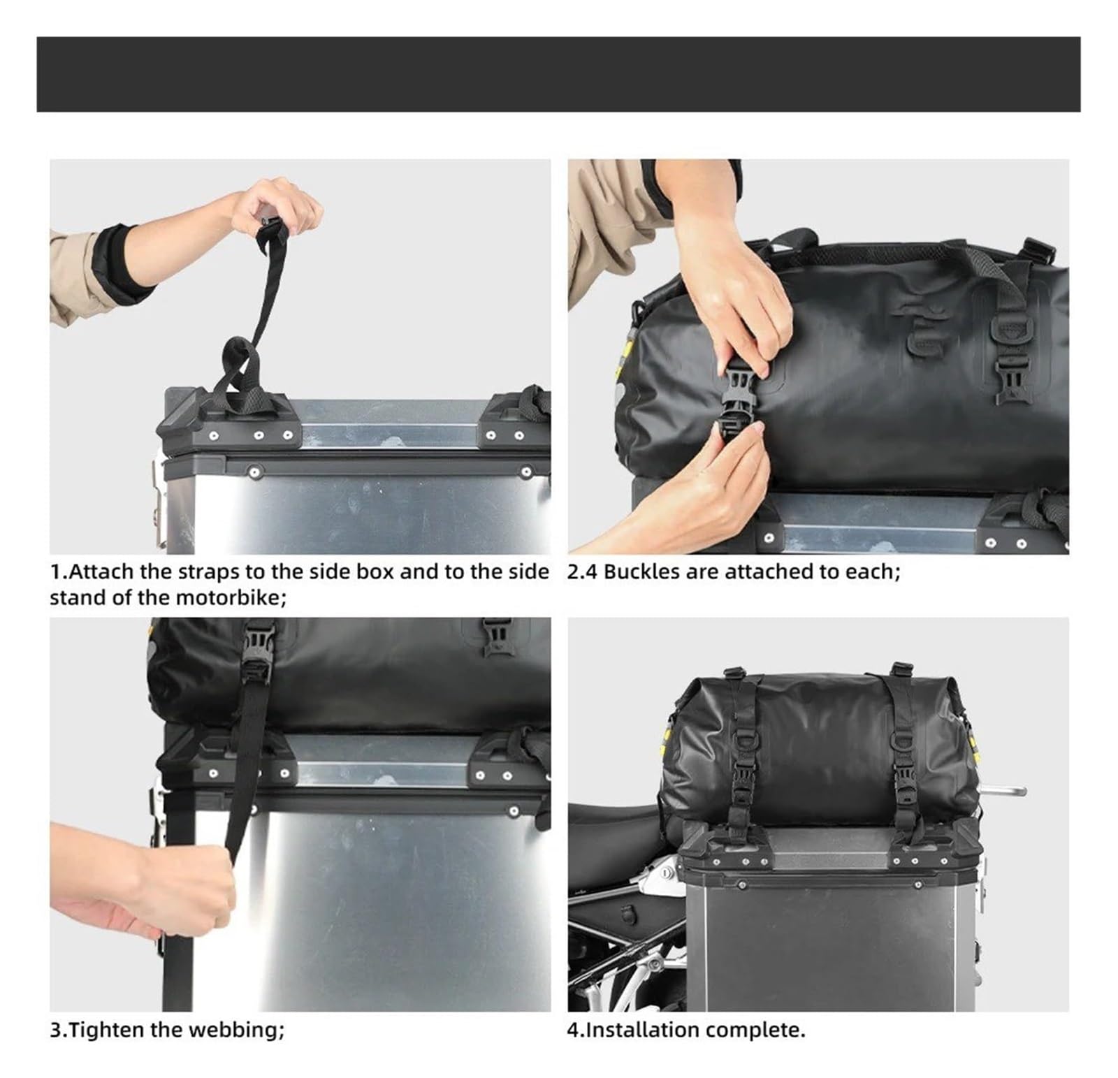 Trasera para BMW para Adventure Estuche para Motocicleta Asiento Trasero Caja Lateral para Motor Alforja 20L Bolsa De Equipaje Impermeable Alforjas para Sillín Bolsa Asiento(20l-Black 1pc)