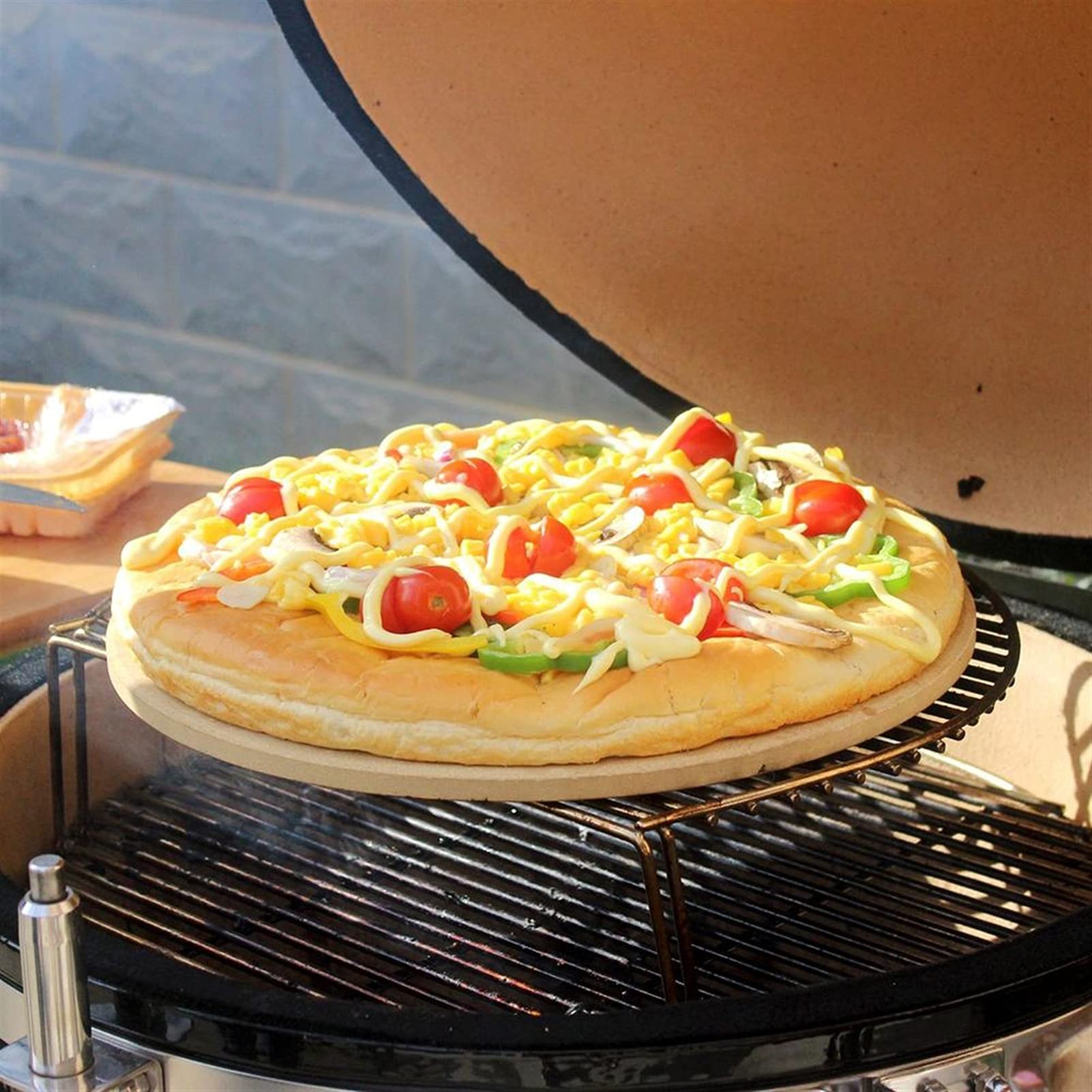 Teglia Per Pizza,Teglia Pizza Cordierite 33cm rotondo pizza da forno vassoio antiaderente antiaderente resistente al calore pizza panoramica per casa ristorante barbecue