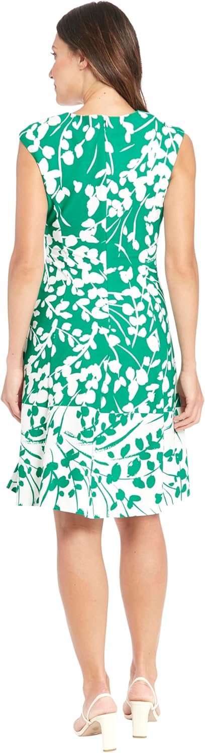 London Times Womens Floral Print Fit and Flare with Contrast Border at Hem - Image 3