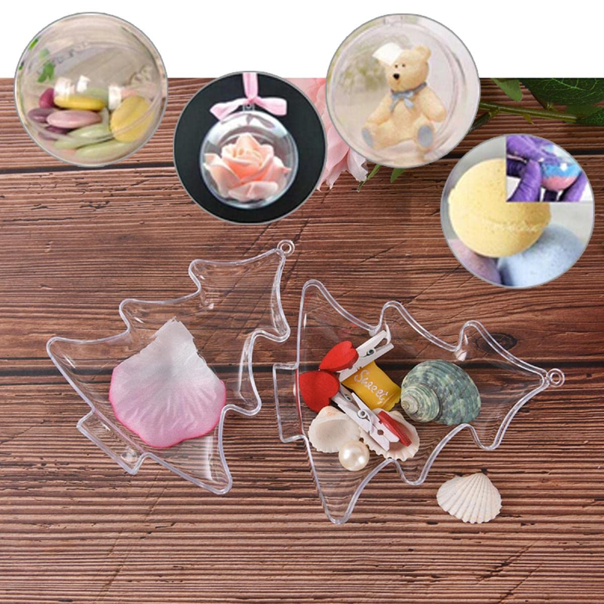 Decoraciones navideñas para el hogar Bola rellenable Decoración de Fiesta de año Nuevo Árbol de Navidad Adornos Colgantes Bolas Transparentes-Árbol de Navidad, 20PCS