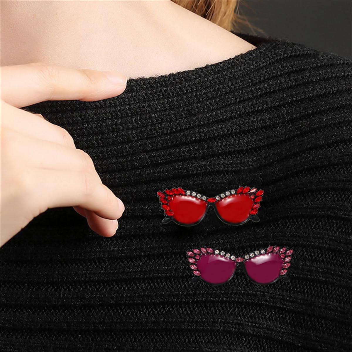 4pcs Rhinestone Eyeglasses Brooches Pins Set for Women Unisex | Small Cubic Zirconia Eyewear Shaped Brooch Lapel Pins Badge Dress Suit Collar Accessories Crafts Birthday Jewelry
