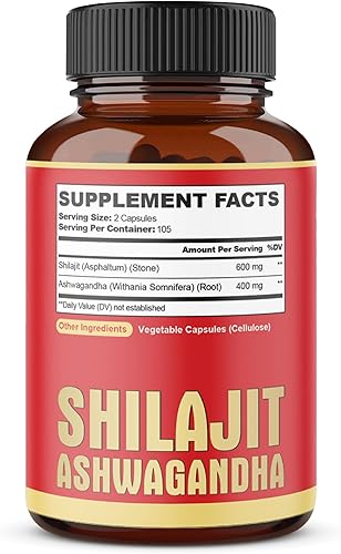 Vista 7 de agobi 210 cápsulas – Suplemento Shilajit de 600 mg con 400 mg de raíz orgánica de Ashwagandha – Shilajit puro orgánico del Himalaya para producción