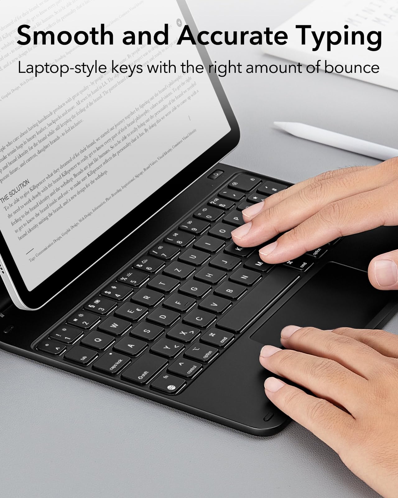 ESR Magnetische Keyboard Hülle,Tastatur für iPad Air 11" (M4/M3/M2, 2026~2024), Air 5/4/Pro 11(4th/3rd/2nd/1st), Freischwebendes Ständer Design, Federnde Tasten, Präzises Multi-Touch Trackpad, Schwarz