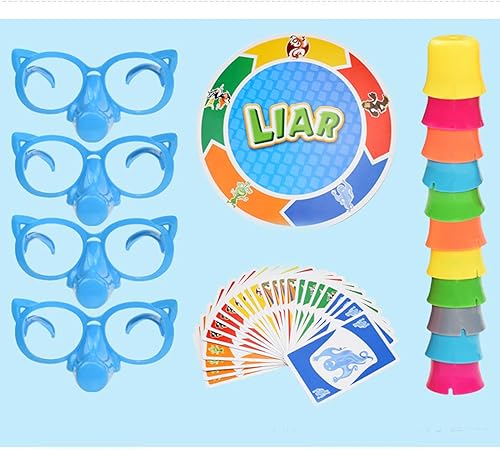 Miniatura 3 de TOPINCN Juego de mentiroso juego de mesa para diversión familiar, cubierta de nariz, gafas, tarjetas, juego interactivo de mesa para nariz de