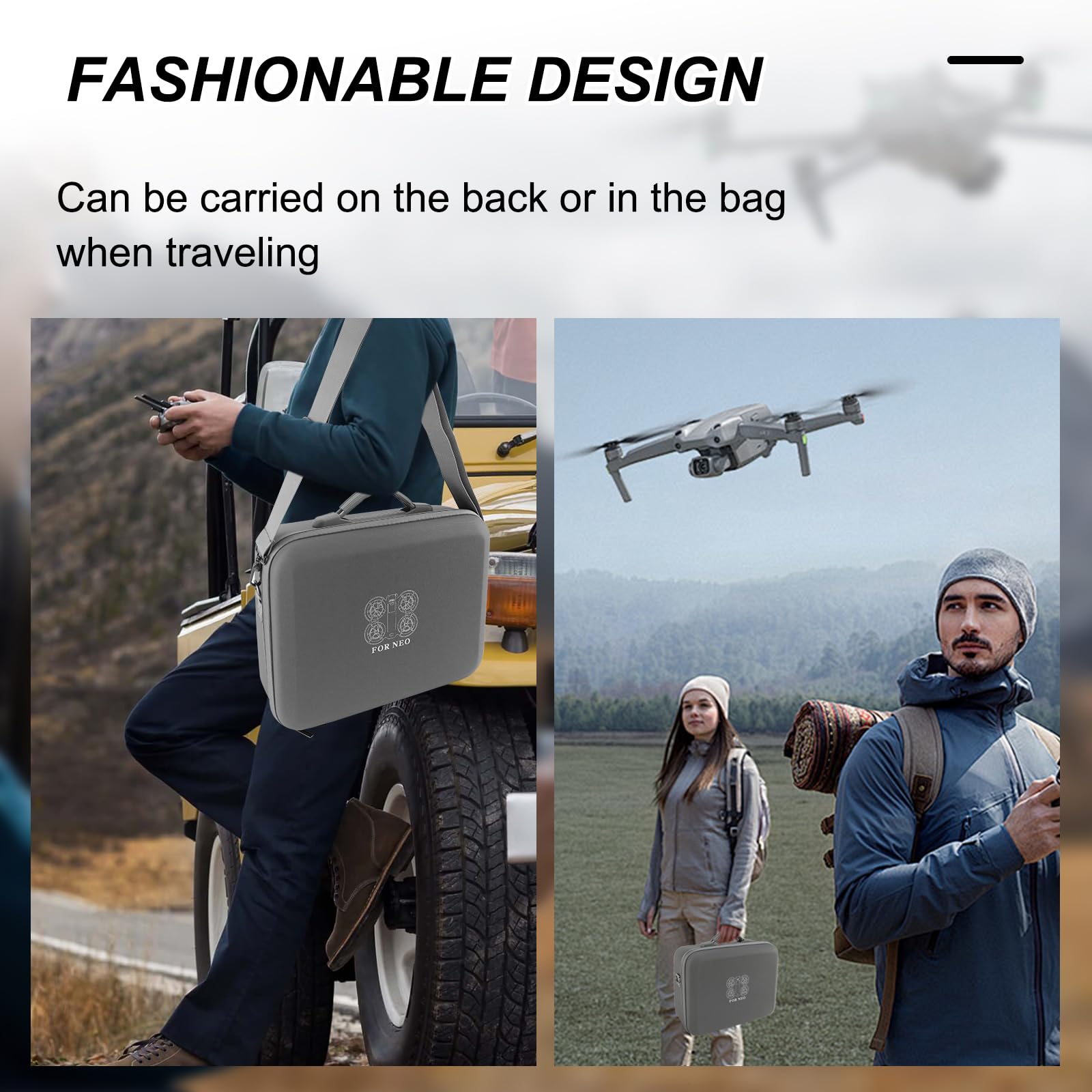 Leichte Tragetasche kompatibel mit DJI Neo Fly More Combo,PU-Leder Harte Tragetasche mit Schultergurt,Aufbewahrungs Tasche,Wasserdichter Koffer,für RC-N3,Propellern und Zwei-Wege-Lade-Hub-Zubehö