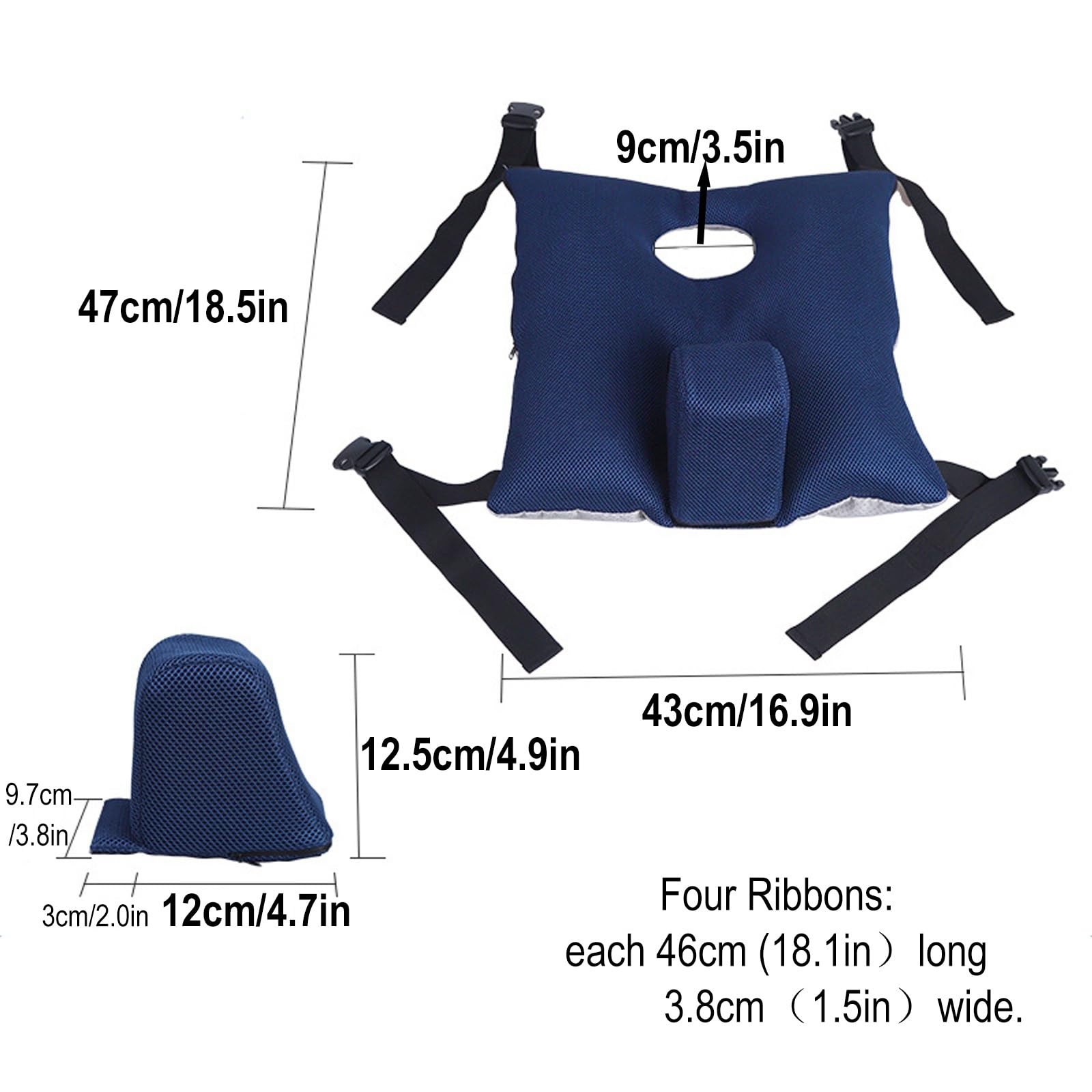 Cojín Triple Antideslizante For Asiento De Silla De Ruedas, Cojín Antiescaras For Silla De Ruedas, Comodidad Elástica Suave Que Puede Aliviar El Dolor Lumbar O El Nervio Ciático Y El Dolor De Coxis.