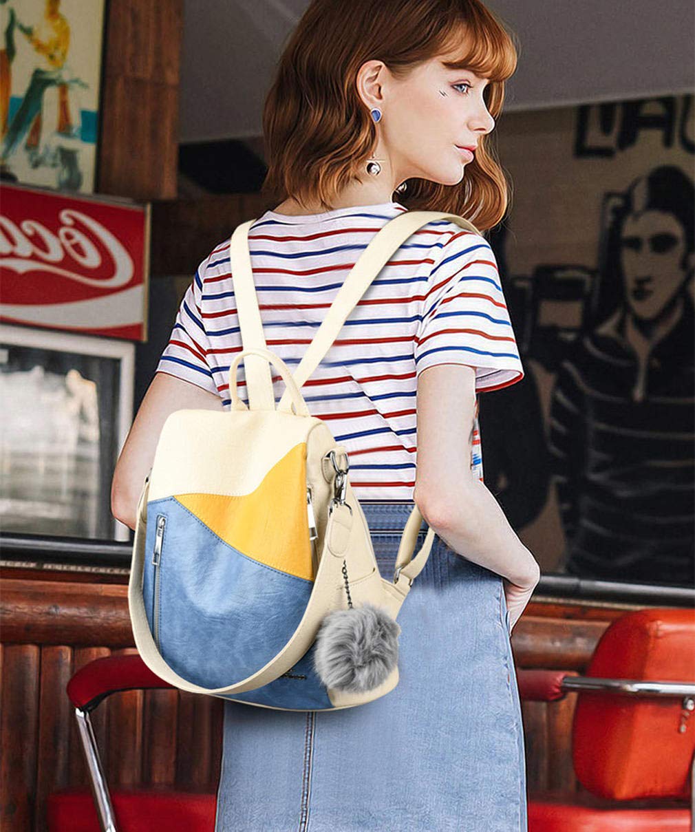 BUKESIYI Mujer Bolsos Mochila Niña Vestir Antirobo Pequeña Casual Bandolera Portatil PU Cuero Piel ES78163
