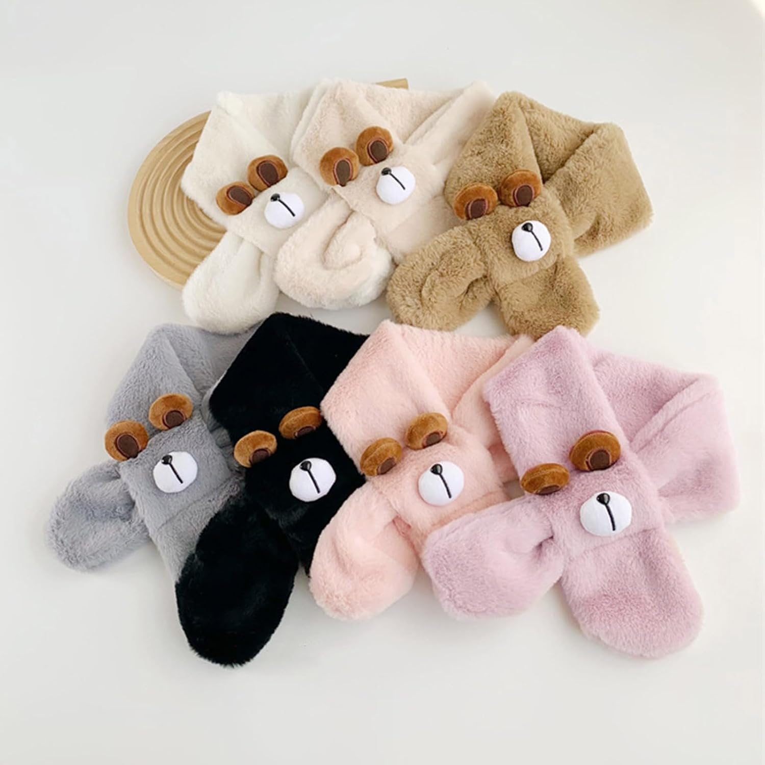 Cartoon Bear Neck Scarf For Little Girls Boy Winter Autumn Warm Neckerchief Lovely Warmer For Outdoor Activity Winter Wa