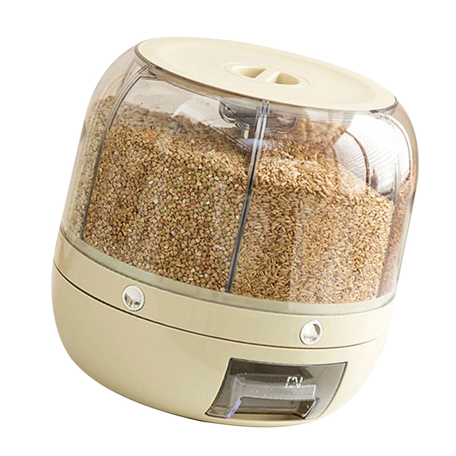 Mllepjdh Multigrain Storage Container with 6 Compartments 360 Degree Rotating Rice Dispenser Kitchen Dry Cereal Grains Organizers Cereal Dispenser