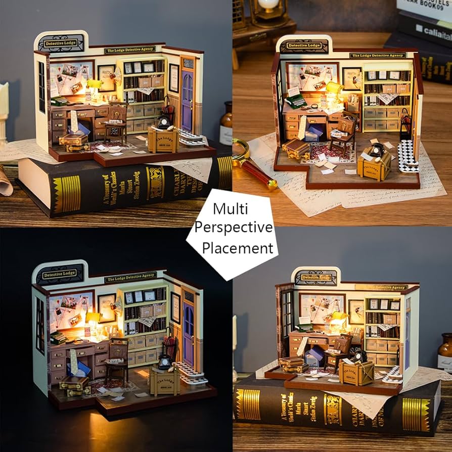 DIY ミニチュア ブックヌークキット 3Dモデル 木製 ドールハウス tactshop_ys0000047441657203