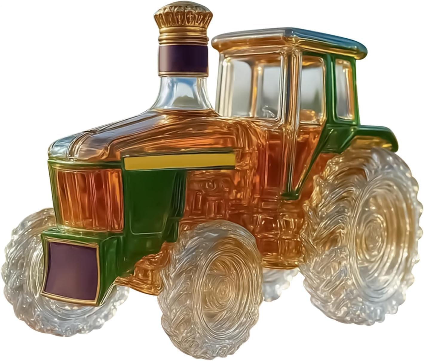 Tractor-shaped Whiskey Bottle,300ml 3D Tractor-shaped Whiskey Bottle,novelty Glass Whiskeys Decanter,Art Sculpture,creatives Car-themed Empty Bottles,all Wine Wine Container (Green)