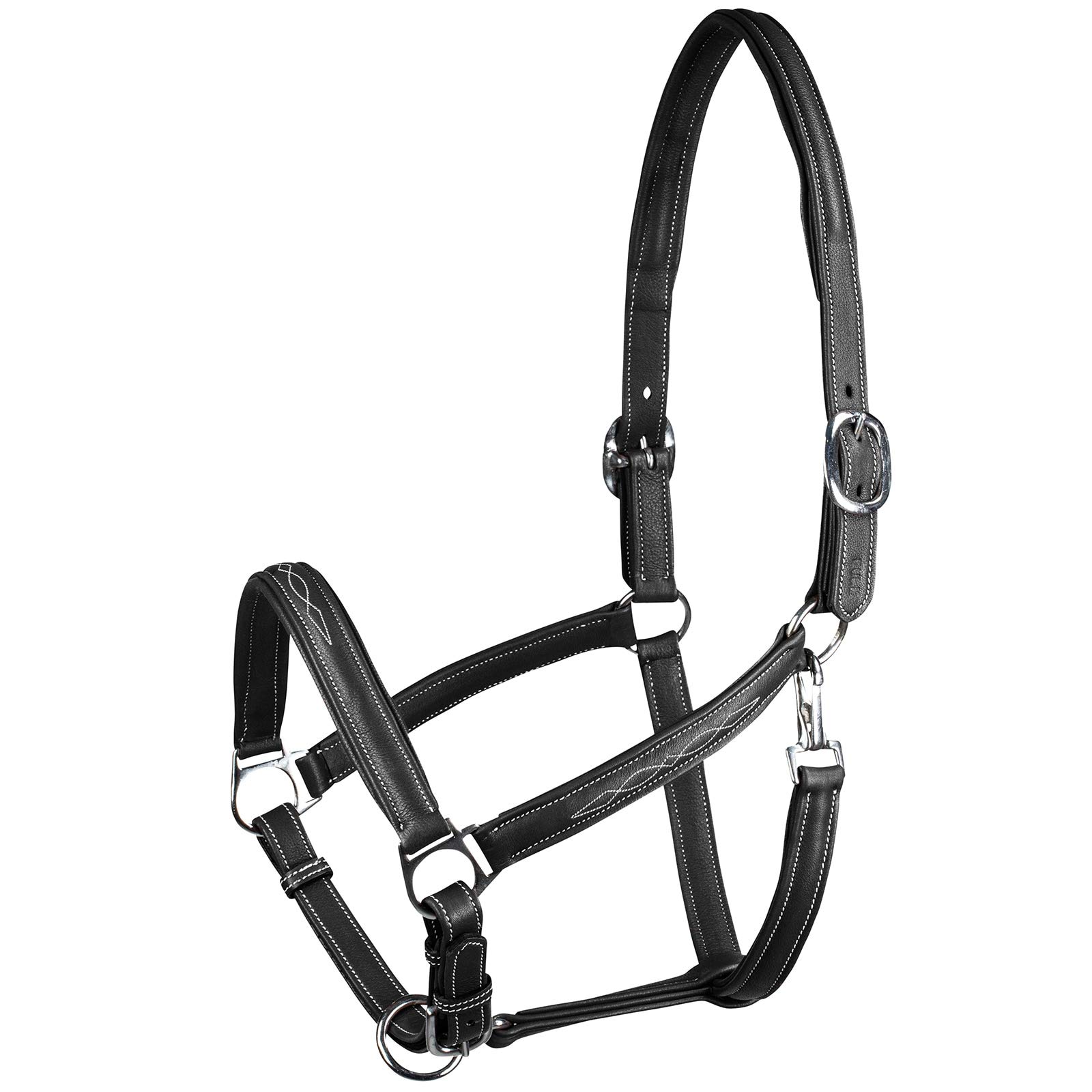 HORZE Cabezada de Cuadra de Cuero Suave Warren, Negro, F