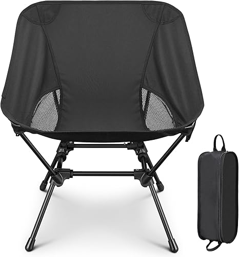 CVLIFE Silla de camping portátil plegable silla de mochilero para caza exterior pesca senderismo negro
