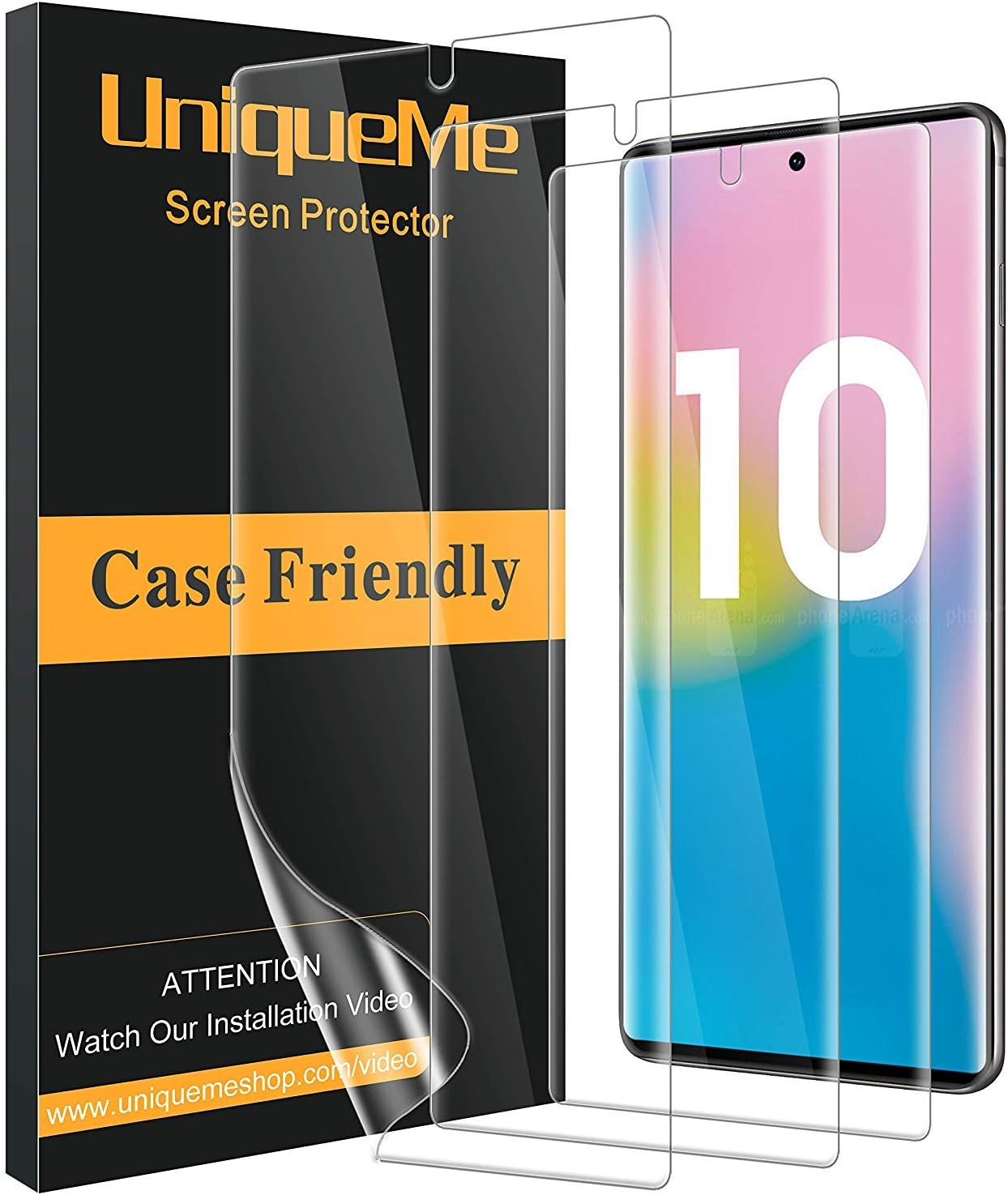 [3 Pack] UniqueMe Screen Protector for Samsung Galaxy Note 10,[Fingerprint Available][Flexible Film][Bubble-Free] TPU Film with Lifetime Replacement Warranty