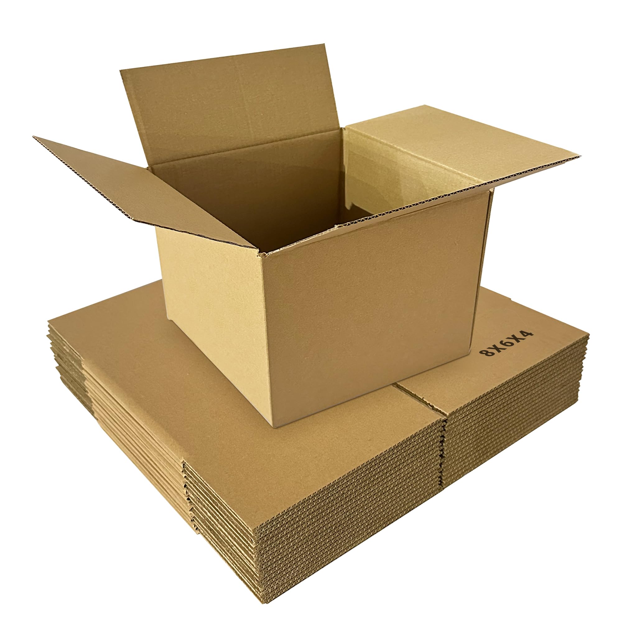 KAPCO Small Cardboard Boxes 8x6x4” | Pack of 40 Strong Single Wall Brown Postal Shipping Boxes | Recycled Packaging for Small Parcel Delivery, Gift Box, Moving, Storage, Mailing, Business & Posting