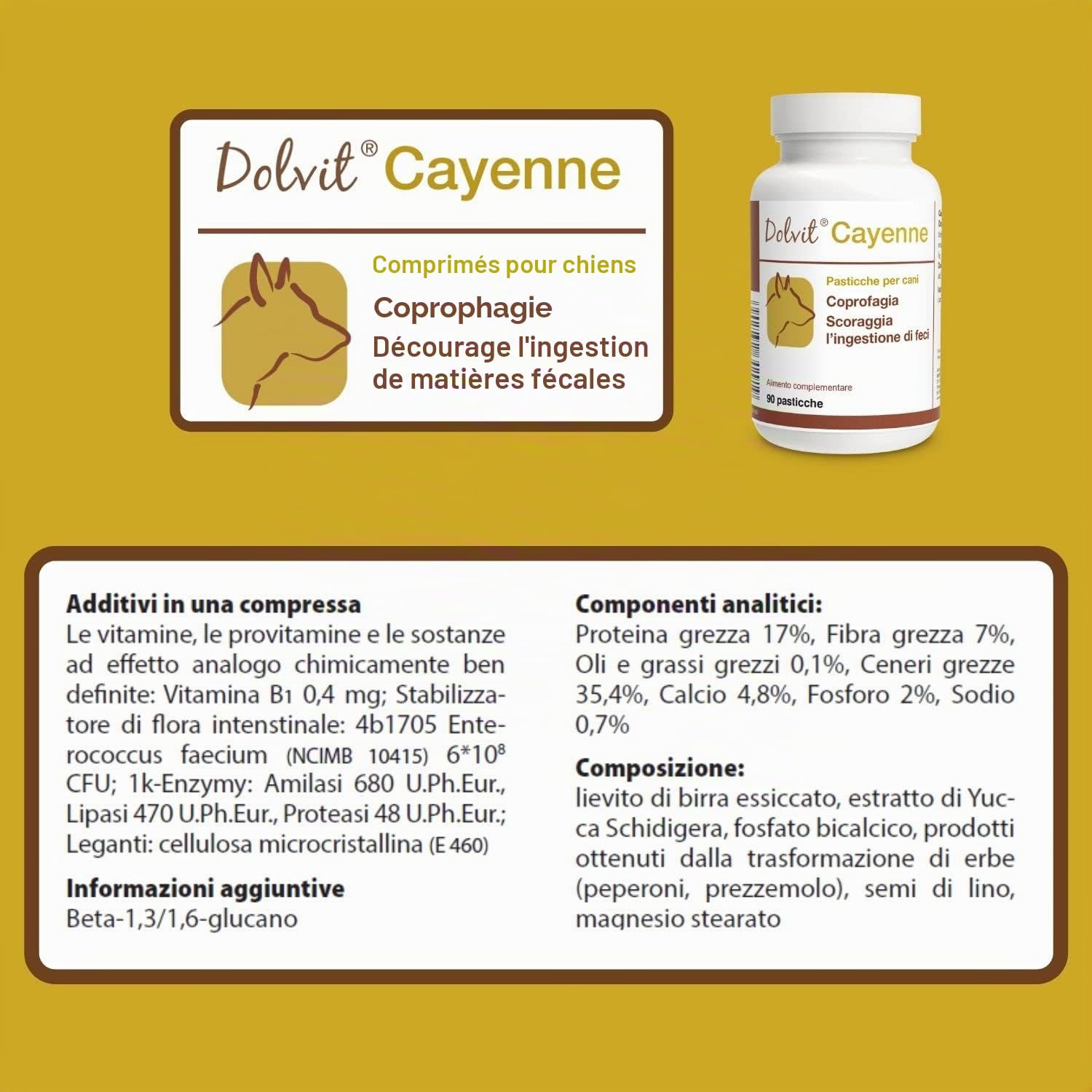 Dolvit Cayenne Coprophagie Chien - 90 pastilles à croquer inhabituelles, Complément naturel