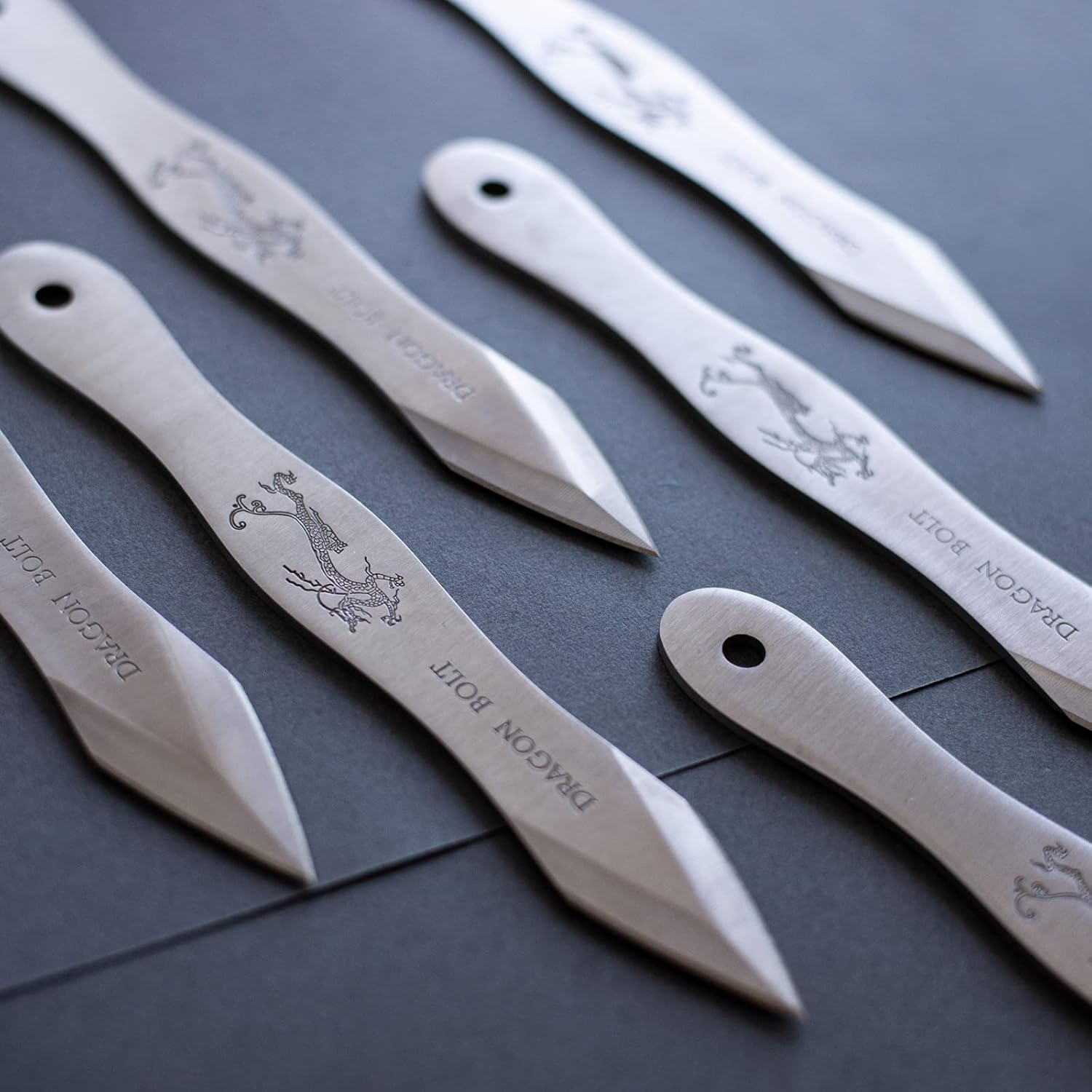 ASR Tactical 9 inch Silver Fantasy Dragon 6pc Throwing Knives Set