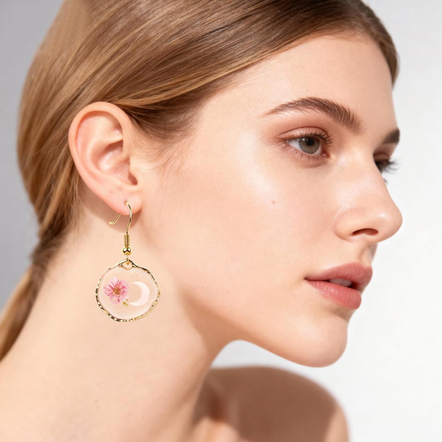 Pressed Flower Earrings for Women, Handmade Resin Forget Me Not or Red Rose Flowers Drop Dangle Earrings, Real Floral Jewelry Gift for Valentine’s Day, Mother’s Day, Birthday, Party - Image 2