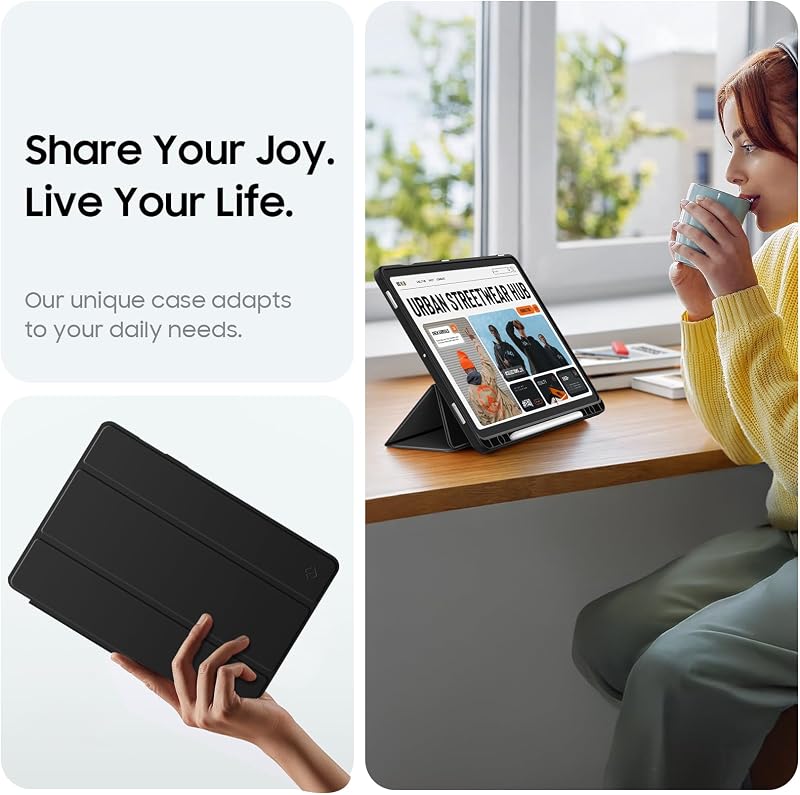 Fintie hibrid tok Samsung Galaxy Tab S10 Lite/S9 FE 10.9" és S9 11" - ütésálló védelem, toll tartó, fekete - black