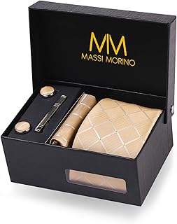 Tie and Pocketkerchief Set Men incl. Cufflinks, Tie Pin and Gift Box - Men's Tie Set for Wedding