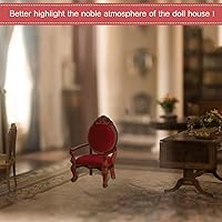 Vista 6 de Civaner 2 sillas de casa de muñecas en miniatura 1:12 en miniatura, vintage, rojo, muebles victorianos, accesorios para casa de muñecas, sillas