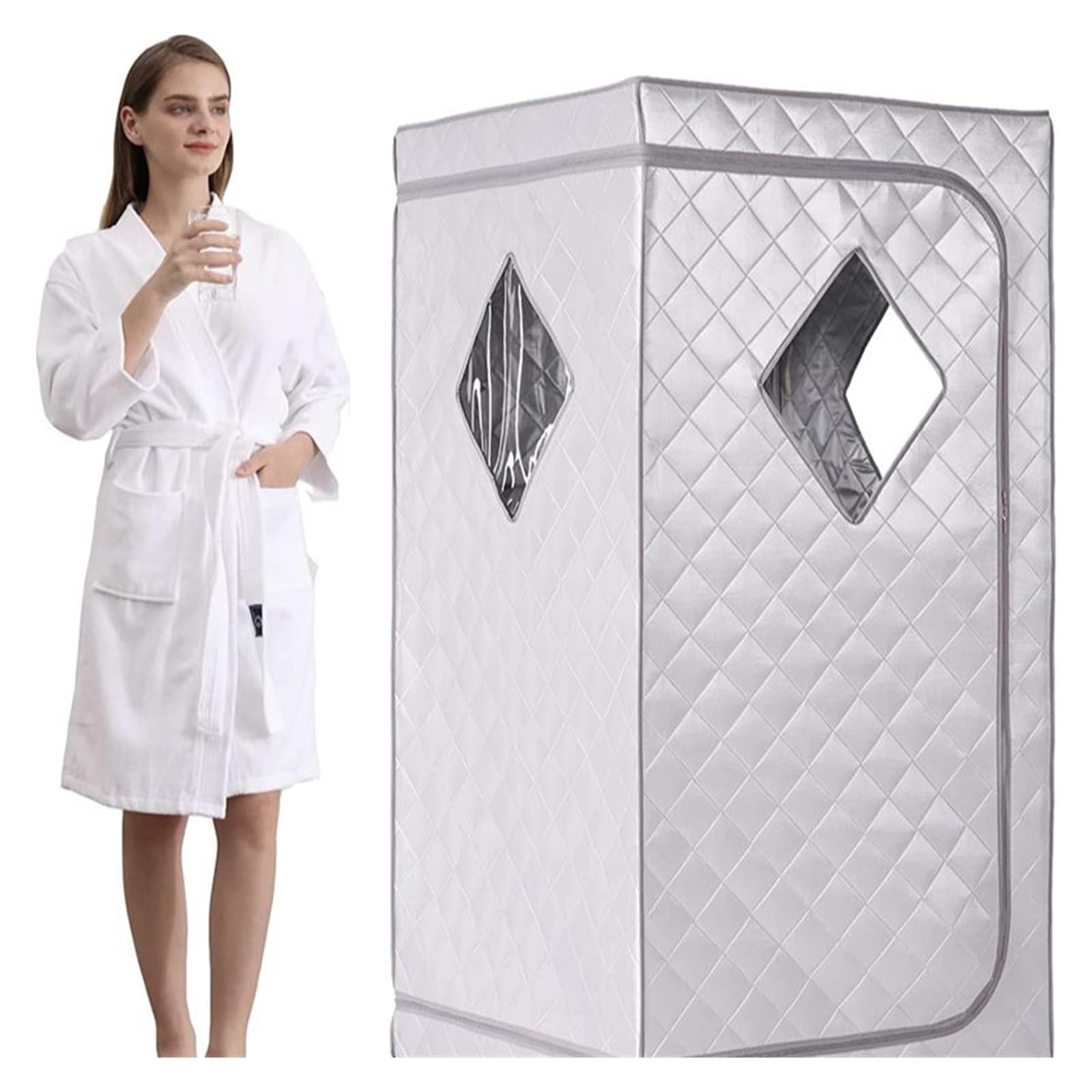 Sauna Domowa Do Szybkiego Ogrzewania, Przenośna Sauna Na Podczerwień, Osobista Sauna Do Domu Z Przenośnym Krzesłem, Namiot Spa Do Terapii Detoksykującej Eliminuje Zmęczenie Pielęgnacja U(Color:Srebro)