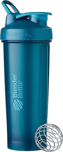BlenderBottle Classic V2 - Botella mezcladora para batidos de proteínas y entrenamiento previo, 32 onzas, color azul (Ocean Blue)
