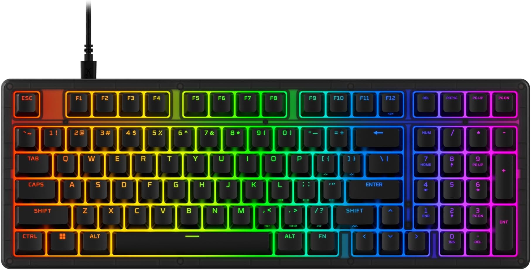 Eve 1800 – Gaming Keyboard, 1800 Form Factor,10 Zone Customizable RGB Lighting, Built-in Media Buttons, Membrane Switches, – Black