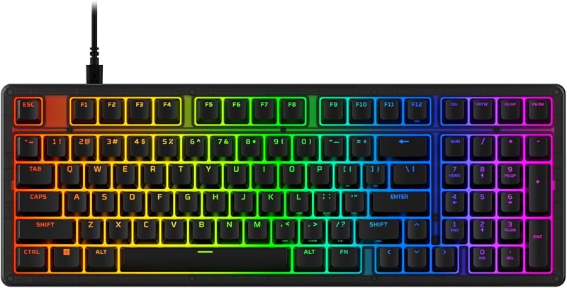 Eve 1800 – Gaming Keyboard, 1800 Form Factor,10 Zone Customizable RGB Lighting, Built-in Media Buttons, Membrane Switches, – Black