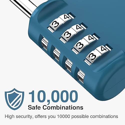 Miniatura 2 de Puroma Paquete de 2 Candados de Combinación para Casillero de 4 Dígitos Impermeables para Exteriores para Escuela, Gimnasio, Deportes, Cerca, Caja