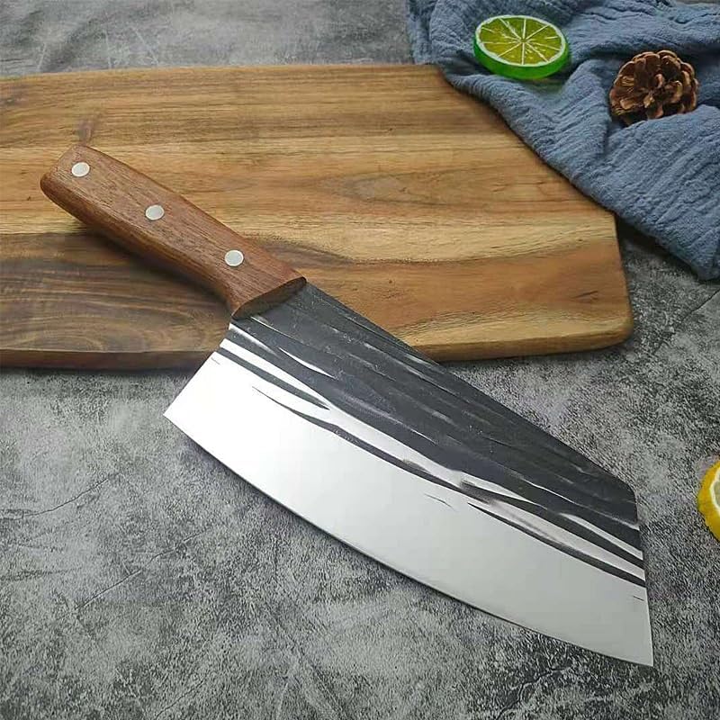 Meat Cleaver,Cleaver Knife, Serbian Chef Knife Forged Kitchen Knife Cutlery Butcher Slicing Meat Cleavers Gyuto Knives Cutting Pork Cutlery Knife Tools