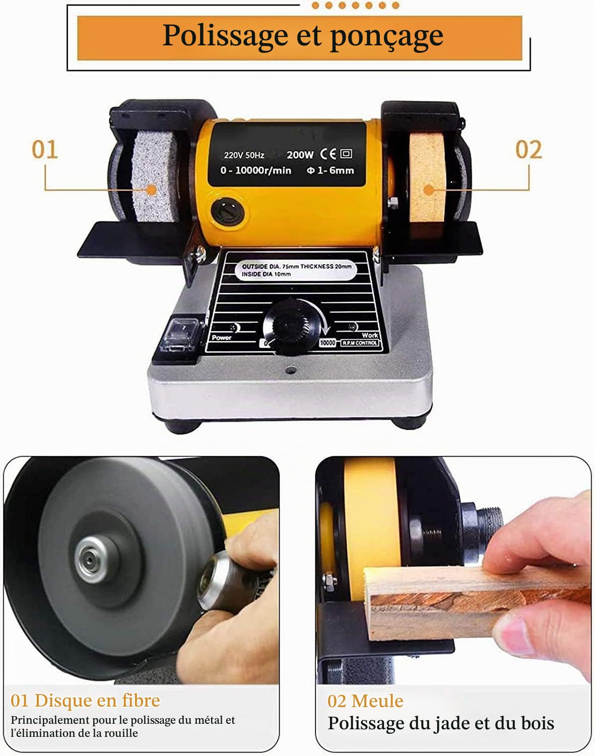 Machine Électrique De Sculpture sur Bois, Ciseau À Bois Électrique, Outil De Sculpture avec Polissage Et Meule 280W 220V