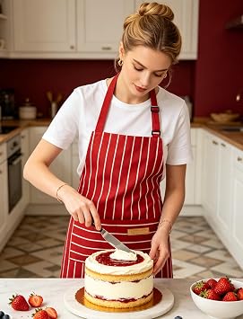 2 Pack Kitchen Cooking Aprons, Soft Aprons for Women Men with 2 Pockets Chef Apron with Adjustable Neck Strap and Long Tie