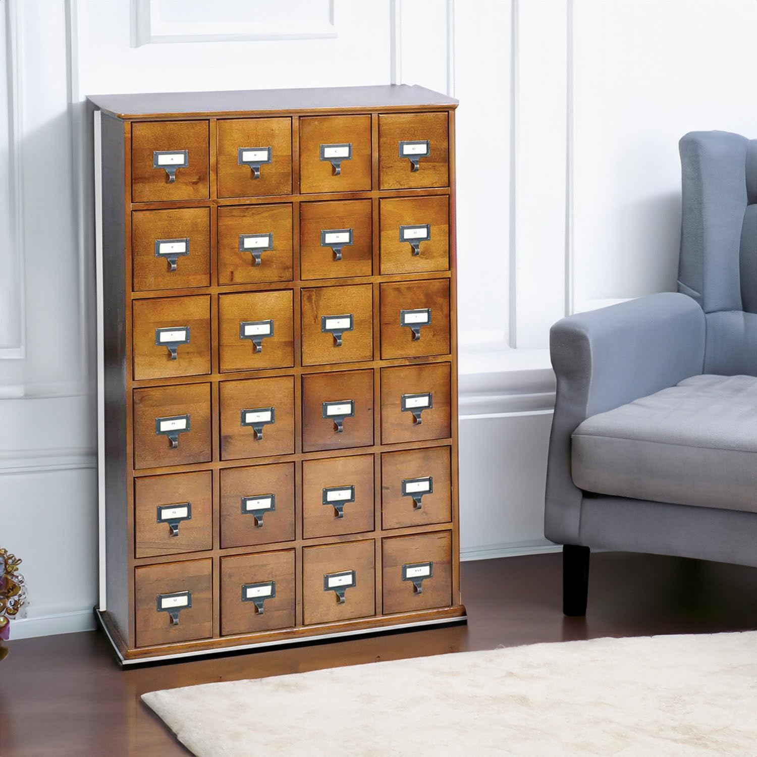Amazon.com: Leslie Dame Solid Oak Library Card File Media Cabinet