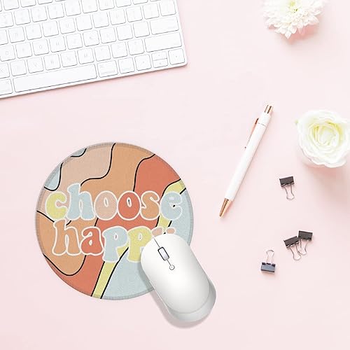 Miniatura 10 de Alfombrilla de mouse redonda pequeña e impermeable moderna con hojas negras y minimalistas, 7.9 x 7.9 pulgadas, base de goma antideslizante,