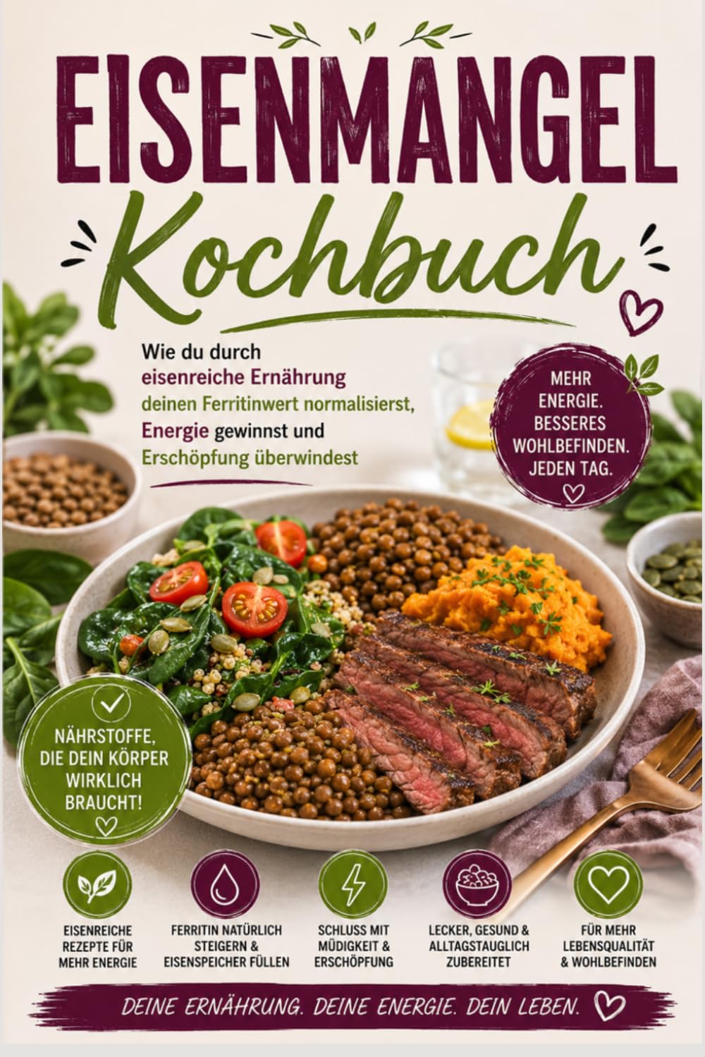 Eisenmangel Kochbuch: Wie du durch eisenreiche Ernährung deinen Ferritinwert normalisierst, Energie gewinnst und Erschöpfung überwindest