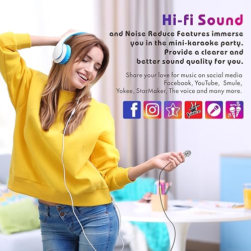 Miniatura 6 de 2 piezas Mini micrófono de karaoke, mini micrófono de grabación de voz, micrófono de karaoke portátil para cantar, grabar, grabación de voz