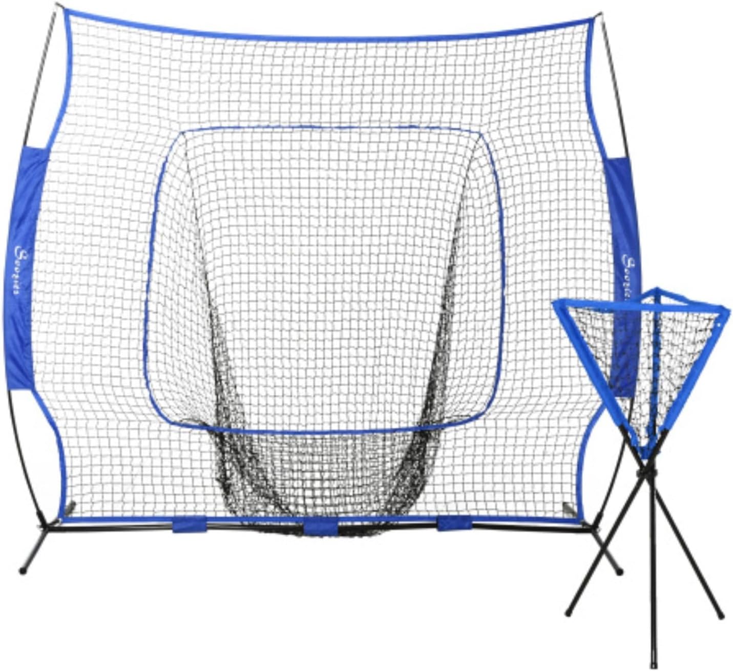 Baseball Practice Net Set, Portable Baseball Practice Equipment, 7.5x7ft Catching Net, Caddy and Batting Tee, with Carrying Case, Can Be Used for Batting, Pitching, Catching, Blue