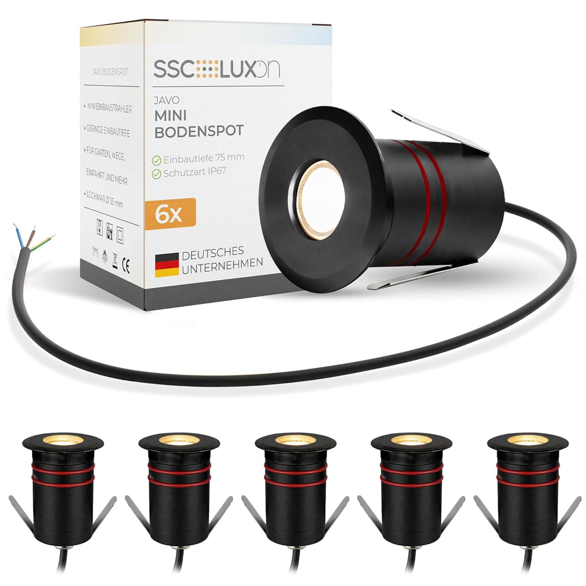 SSC-LUXon JAVO spot encastrable LED extérieur IP67 230 V noir Ø 47 mm