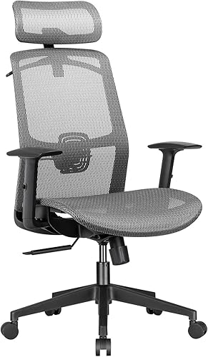 Furmax Silla de oficina ergonómica con asiento de malla respaldo alto silla de escritorio para computadora con reposacabezas ajustable soporte