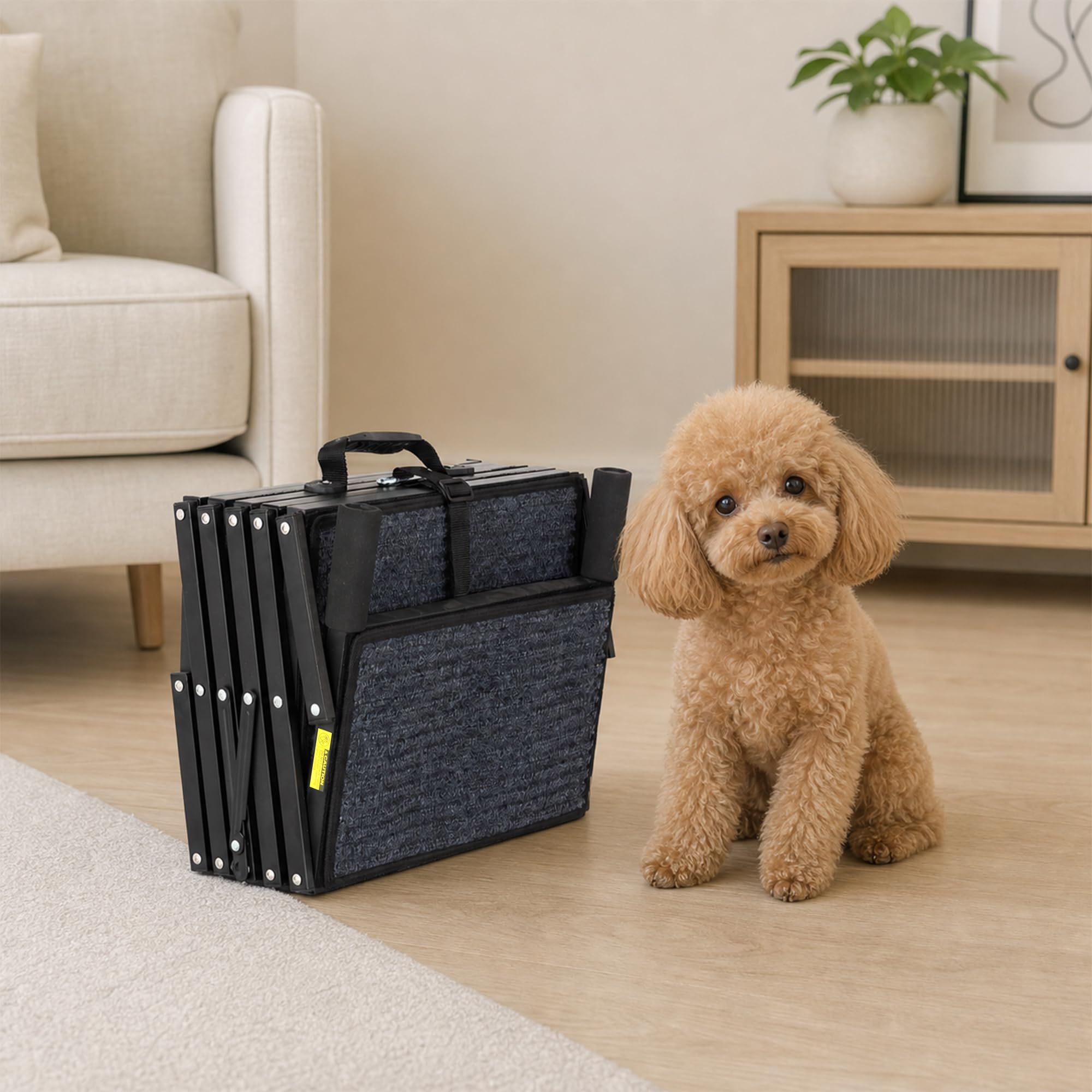 Thanaddo Hundetreppe Auto, 5-stufige Hundetreppe 80 cm für Große Hunde mit Teppich, Hunderampe Auto klappbar Extra Stabile Höhenverstellbar, Leichte Rampe Hund für alle Autos geeignet, bis zu 100KG