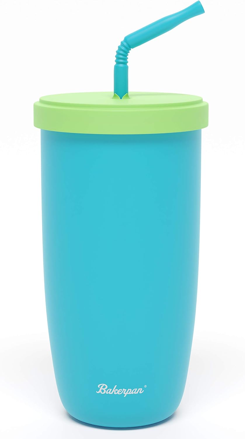 Bakerpan Silicone Straw Cup for Toddlers and Kids, 12 Ounce